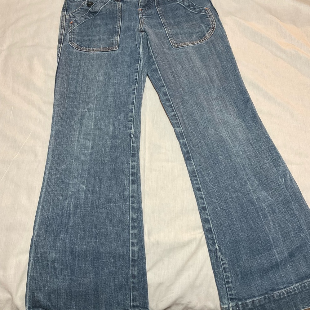 Citizens Of Humanity Blue Flare Wide Leg Denim